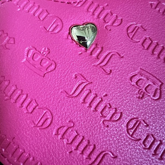 Juicy Couture hot pink wristlet coin purse Brand New wallet heart bling charms - Picture 6 of 10